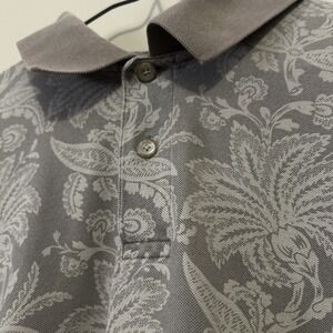 Vintage Roundtree Yorke Polo Shirt Men L‎ Brown Floral Paisley Short Sleeve